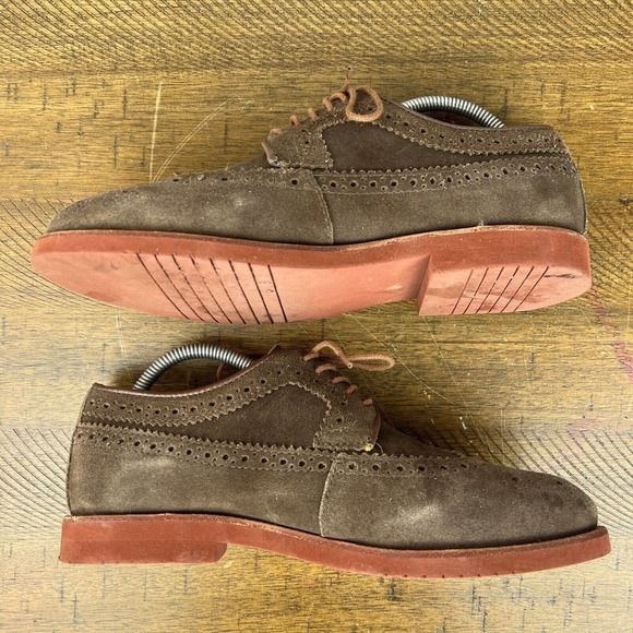 Mercanti Fiorentini Shoes Mens 8.5 Brown Suede Leather Wing Tip Oxford Relax - Picture 8 of 13